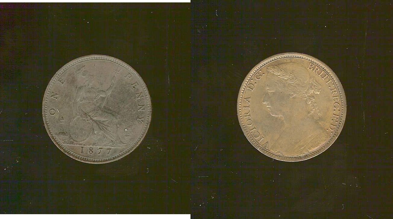 English penny 1877 gVF